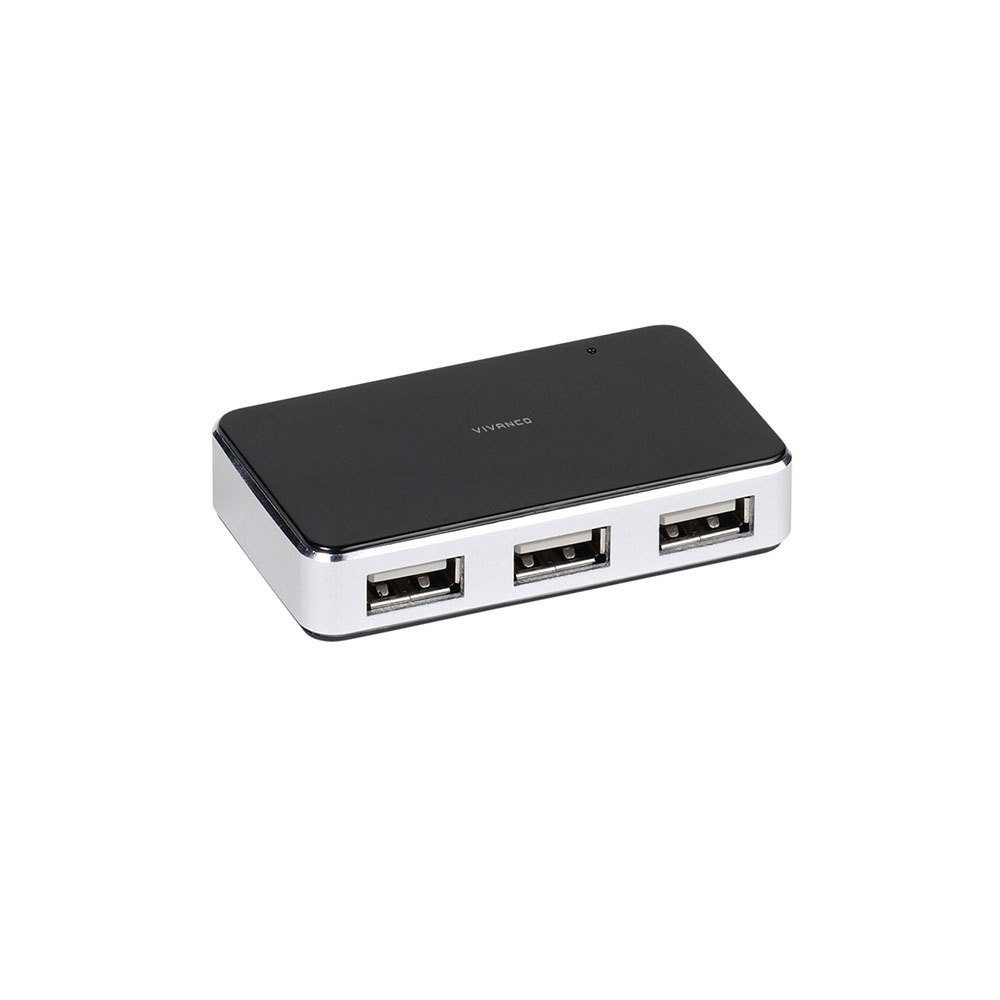 Vivanco High Speed USB 2.0 HUB, 4-Port, aktiv, inkl. Netzteil, Metallgehäuse Adapter