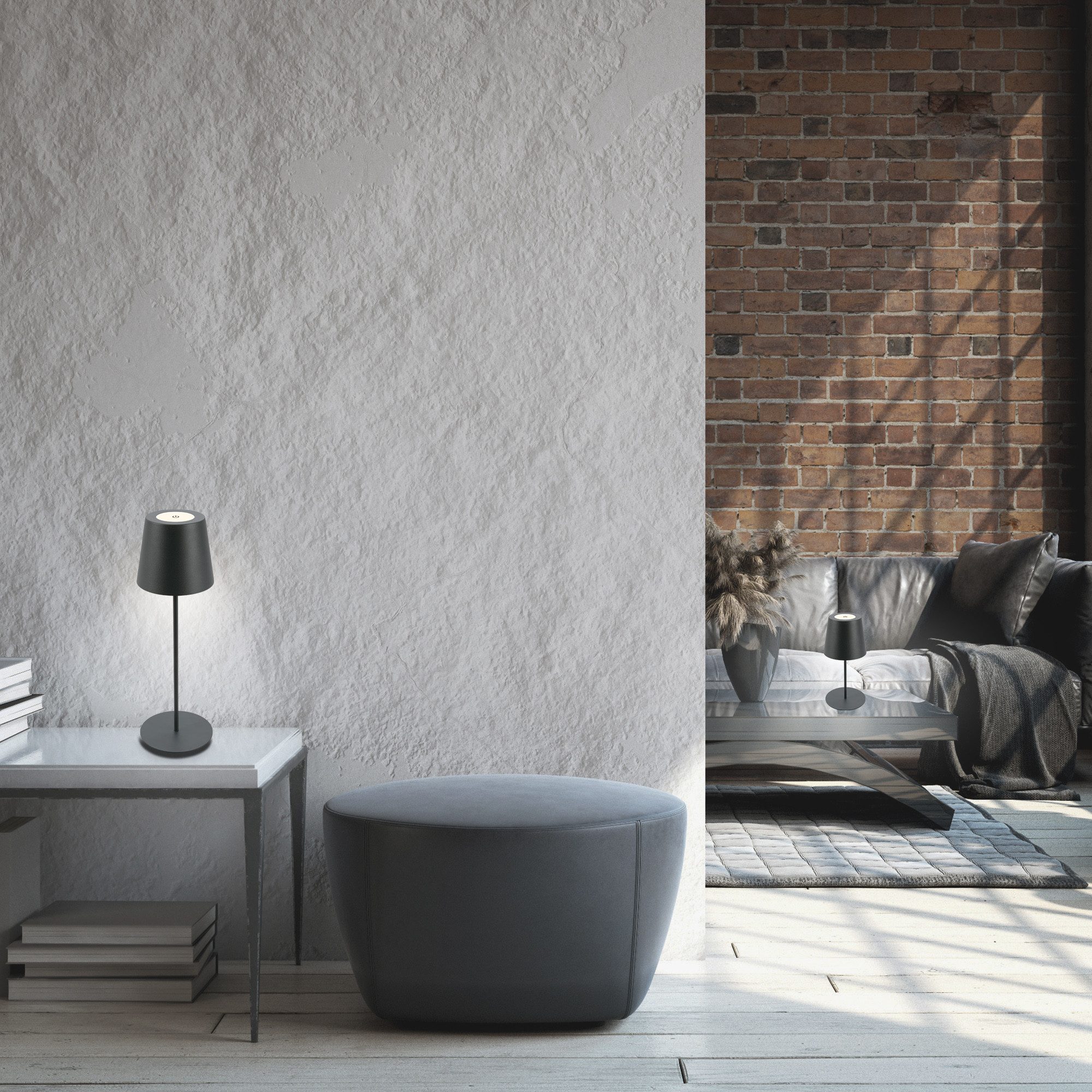 Briloner Leuchten Tischleuchte 2er Set LED Tischlampe kabellos, anthrazit, günstig online kaufen