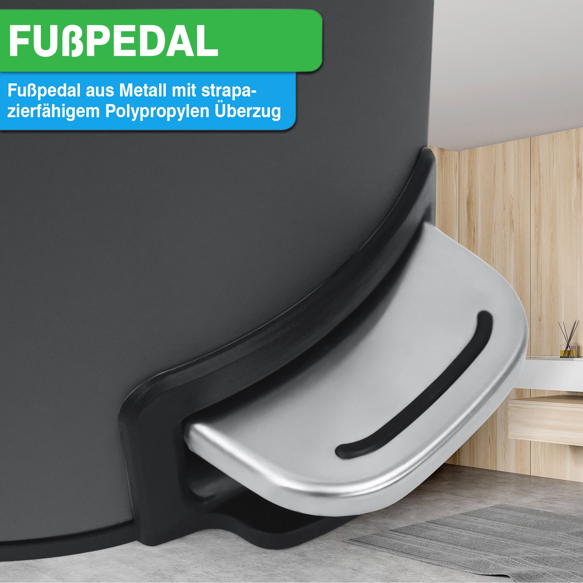 YourCasa Mülleimer YourCasa® Mülleimer Bad [5L] - Elegantes Design - Badezimmer Mülleimer, Fassungsvermögen 5L, Edelstahl Pulverbeschichtet