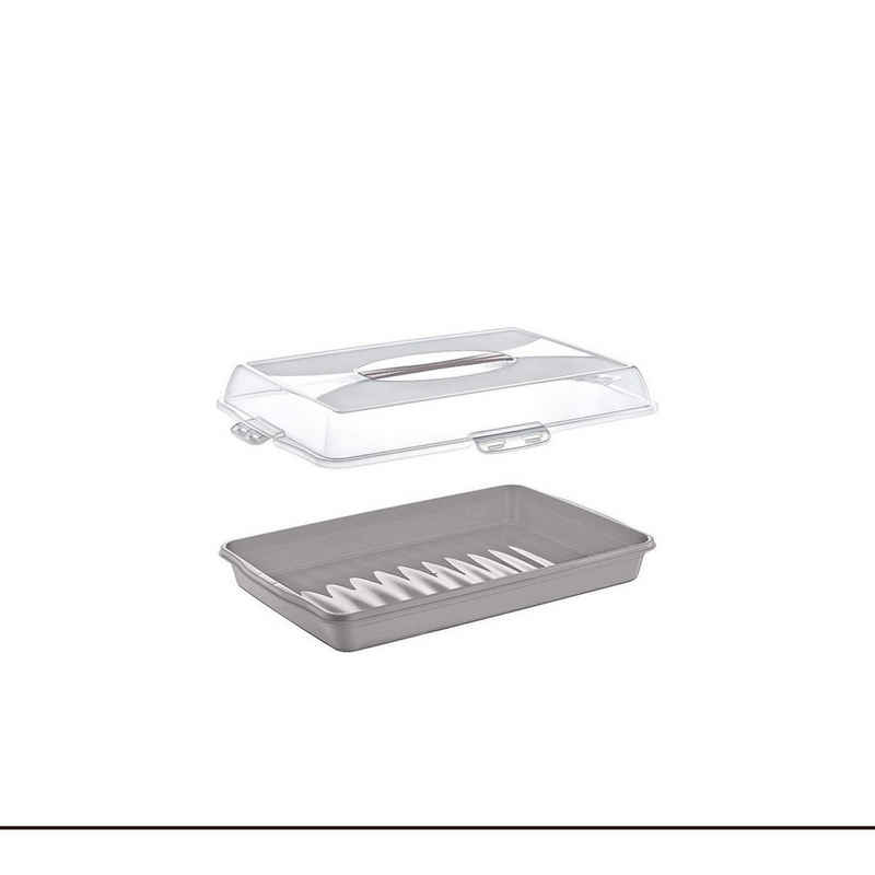 Neuetischkultur Tortenplatte Tortenbehälter Rechteckig mit Deckel, Kunststoff, (1 Tortenbehälter), Kuchenbehälter