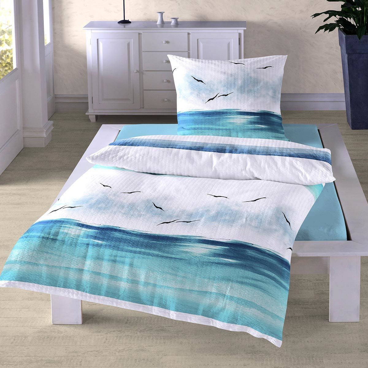 TRAUMSCHLAF Bettwäsche Küstenbrise Ozean, Seersucker, 2 teilig, bügelfreie günstig online kaufen