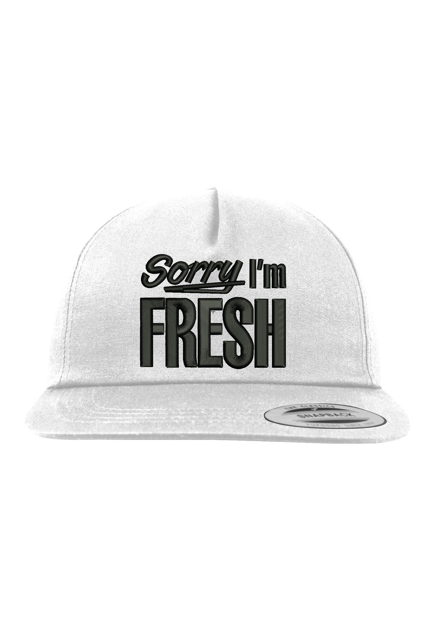 Youth Designz Baseball Cap Sorry I´m Fresh Unisex Snapback Cap mit modischer Logo Stickerei Weiß