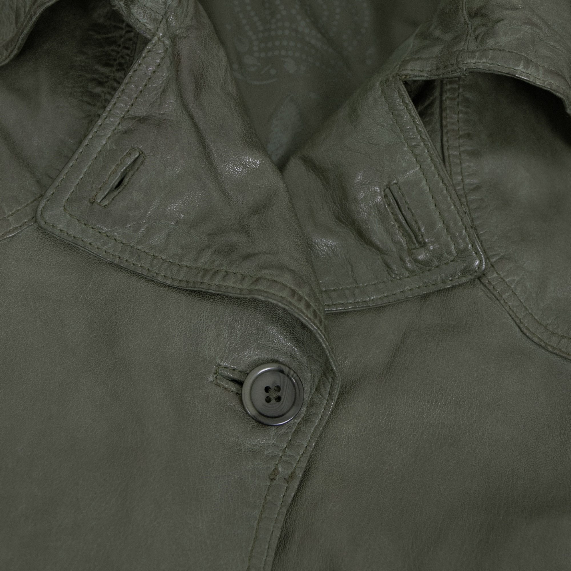 Maddox Lederjacke Borneo MADDOX - Damen Ledermantel Trenchcoat Lammnappa olive
