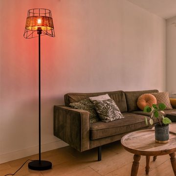 etc-shop LED Stehlampe, Leuchtmittel inklusive, Warmweiß, Farbwechsel, Rot, Grün, Blau, Stehleuchte Standlampe Käfig-Design Grasgeflecht RGB H 150cm