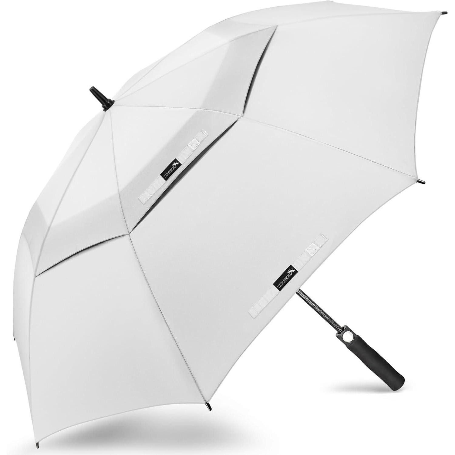 LuxusKollektion Golfregenschirm Regenschirm Sturmfest XXL Golf Groß 2 Personen Stabil Weiß 157CM XL