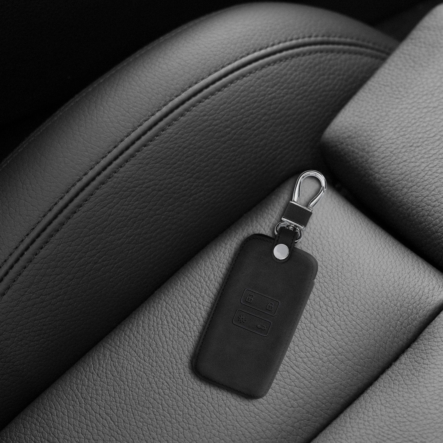 - Autoschlüssel Wildlederoptik Renault, Hülle Schlüsseltasche für kwmobile Cover Schutzhülle Schlüsselhülle Kunstleder Schwarz