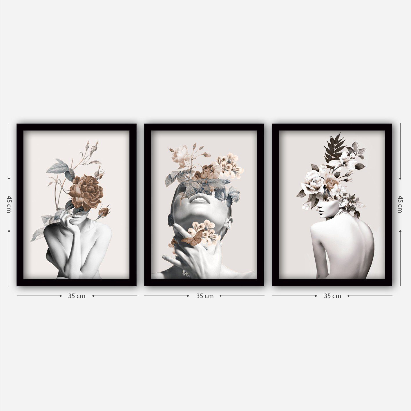 Wallity Leinwandbild 100% MDF (Thickness: 2 cm), 35 x 45 cm (3 Pieces) L1266, (3 St)