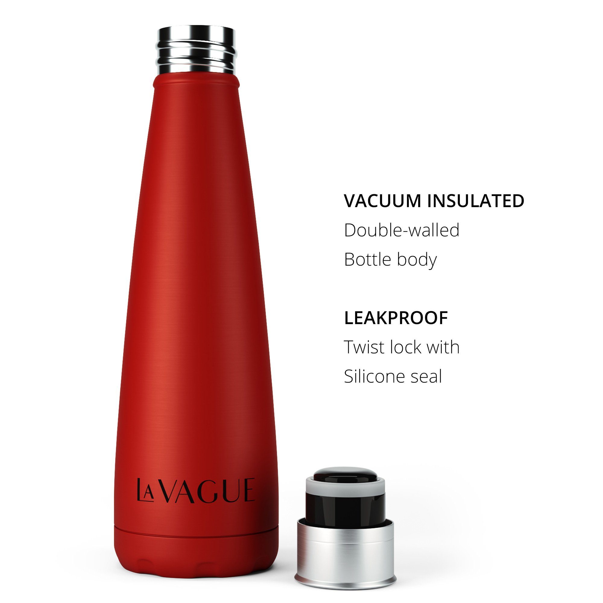 Edelstahl Isolierflasche Doppelwandige GRAVITY edelstahl-isolierflasche, LA VAGUE rot aus Wasserflasche