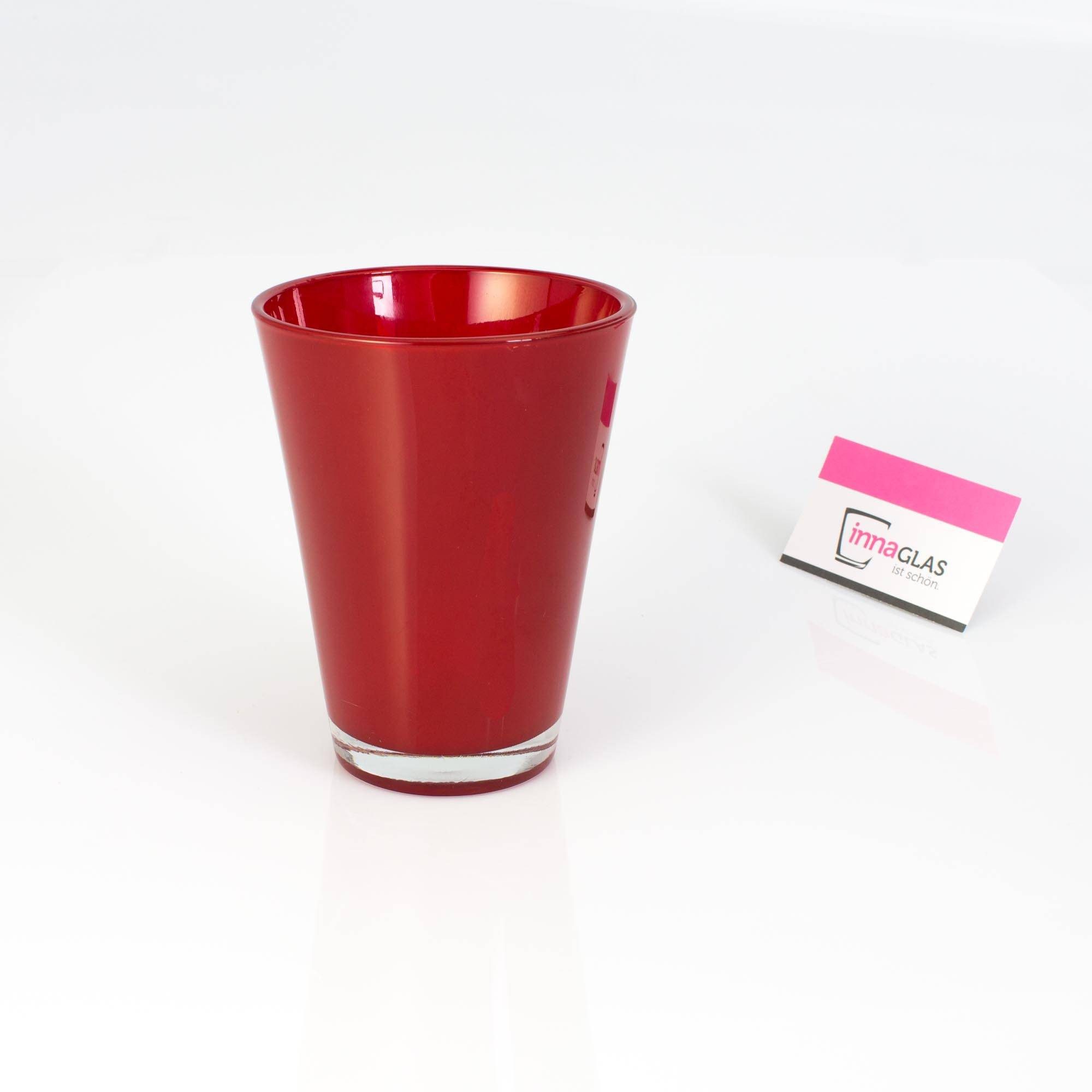 INNA-Glas Tischvase Konische Glasvase Anna, rot, 15cm, Ø 11cm - Blumenvase