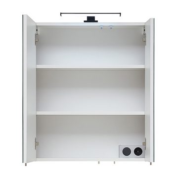 Lomadox Spiegelschrank MURCIA-66 60 cm inkl. LED Aufsatzleuchte in Eiche Ribbeck quer Nb. : 60/70/20 cm