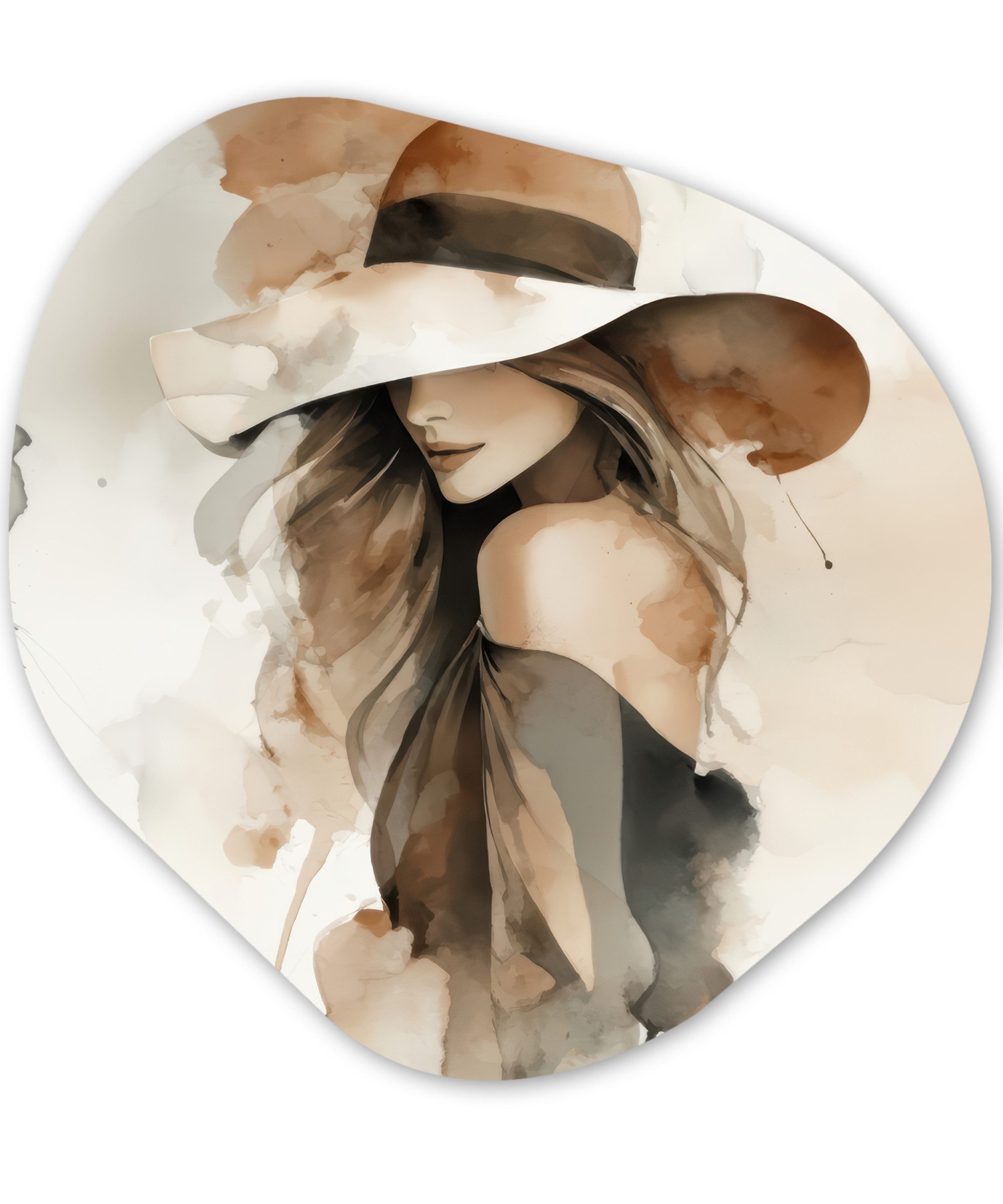 MuchoWow Gemälde Mysteriös - Frau - Sepia, Fotodruck (1 St), Wandbild Abstrakt, Wohnzimmer Schlafzimmer Wanddekoration, 40x40 cm