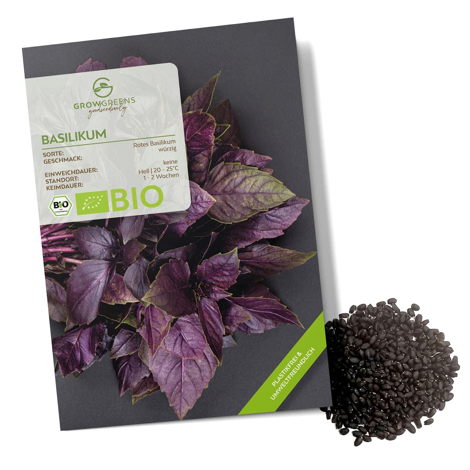 Growgreens Kräutersamen BIO Basilikum Samen Rot - Küchenkräuter Saatgut bio günstig online kaufen