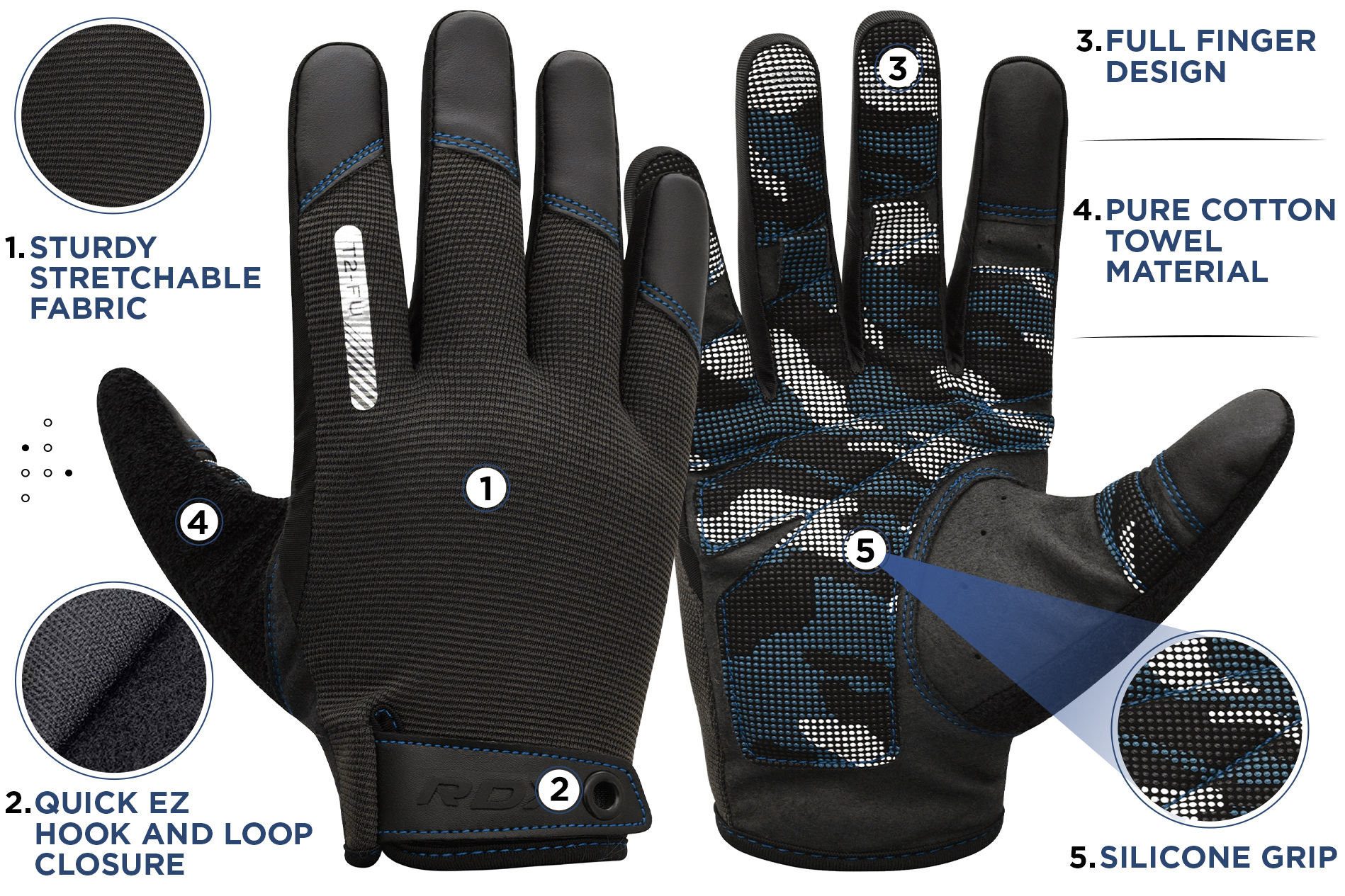 RDX Trainingshandschuhe RDX Fitness Handschuhe voller Finger Frauen Männer Touchscreen langen