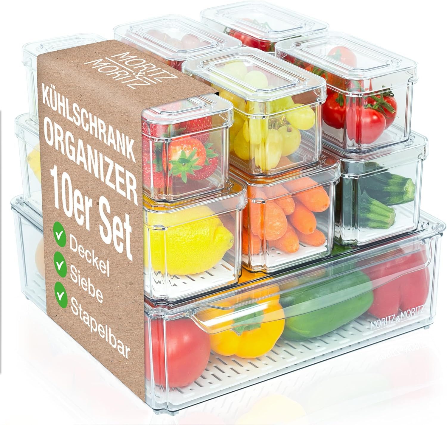 Moritz & Moritz Aufbewahrungsbox 10er Pack Kühlschrank Organizer Set mit De günstig online kaufen