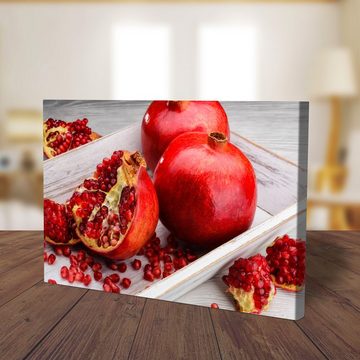 wandmotiv24 Leinwandbild Rote Granatapfelfrüchte, Essen & Trinken (1 St), Wandbild, Wanddeko, Leinwandbilder in versch. Größen