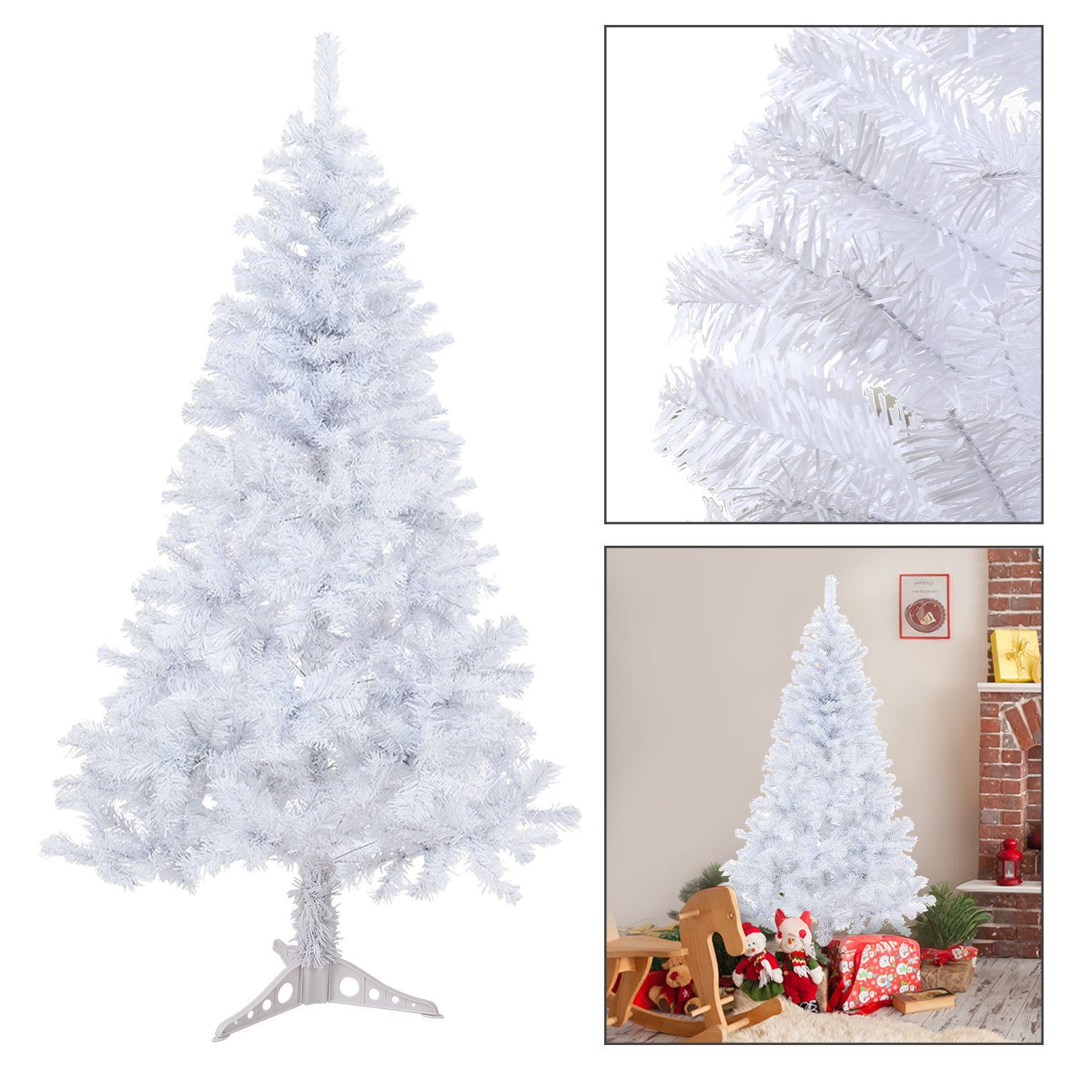 Clanmacy Künstlicher Weihnachtsbaum 120-210cm Tannenbaum Christbaum Grün/Weiß, Tannenbaum, Gute Kompression, nicht leicht verformt