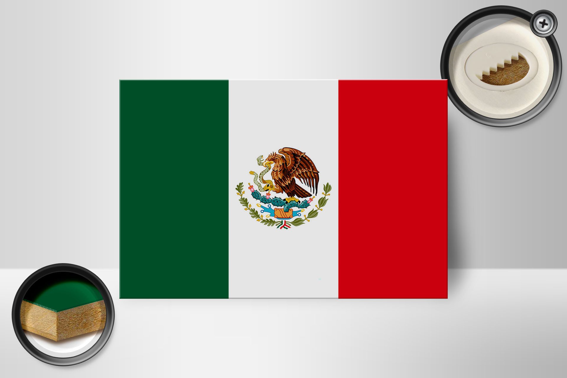 Femer GmbH Holzbild Flagge Mexikos 18x12 cm Flag of Mexico, Flaggen (1 St), Glatte Holzfaserplatte (MDF), vorn beschichtet