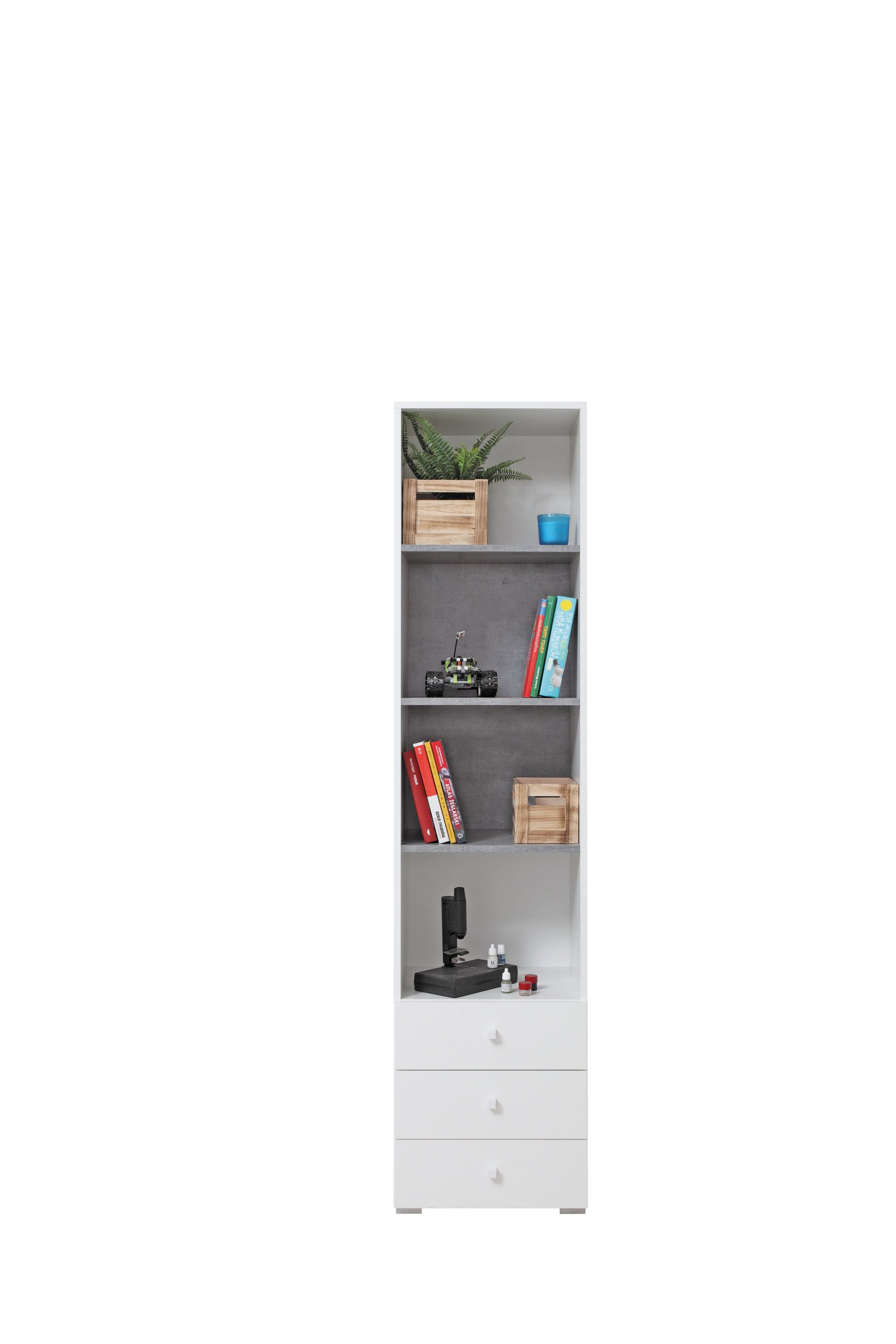 Masseno Bücherregal Standregal GALIA 190 x 45 cm weiß