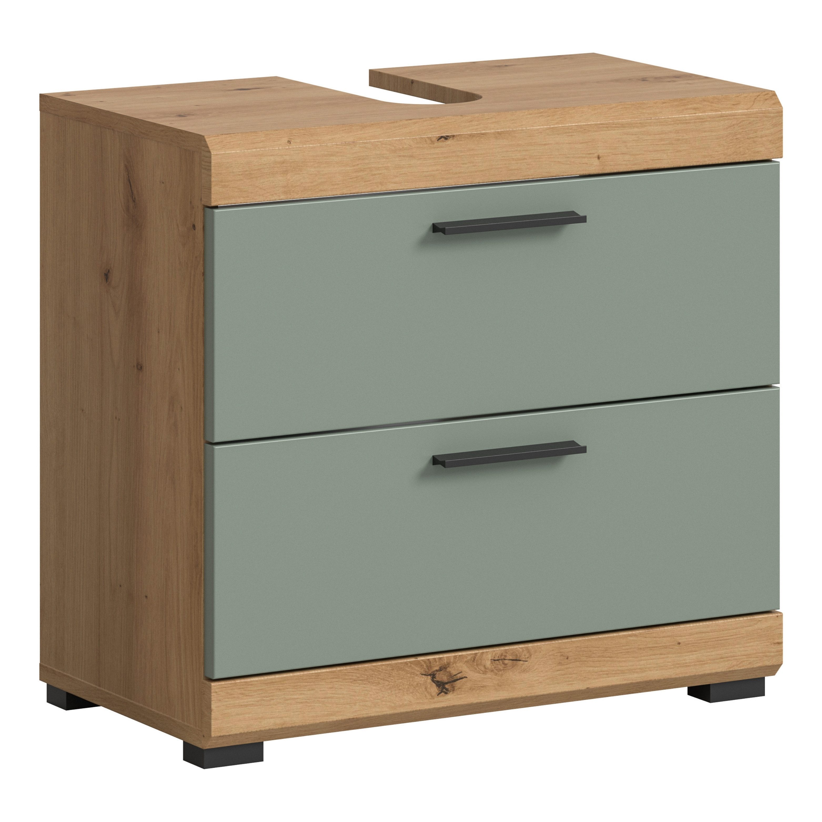 furnling Waschbeckenunterschrank Scott 2 Schubladen, Badmöbel, Badschrank, Badunterschrank, 60 cm breit
