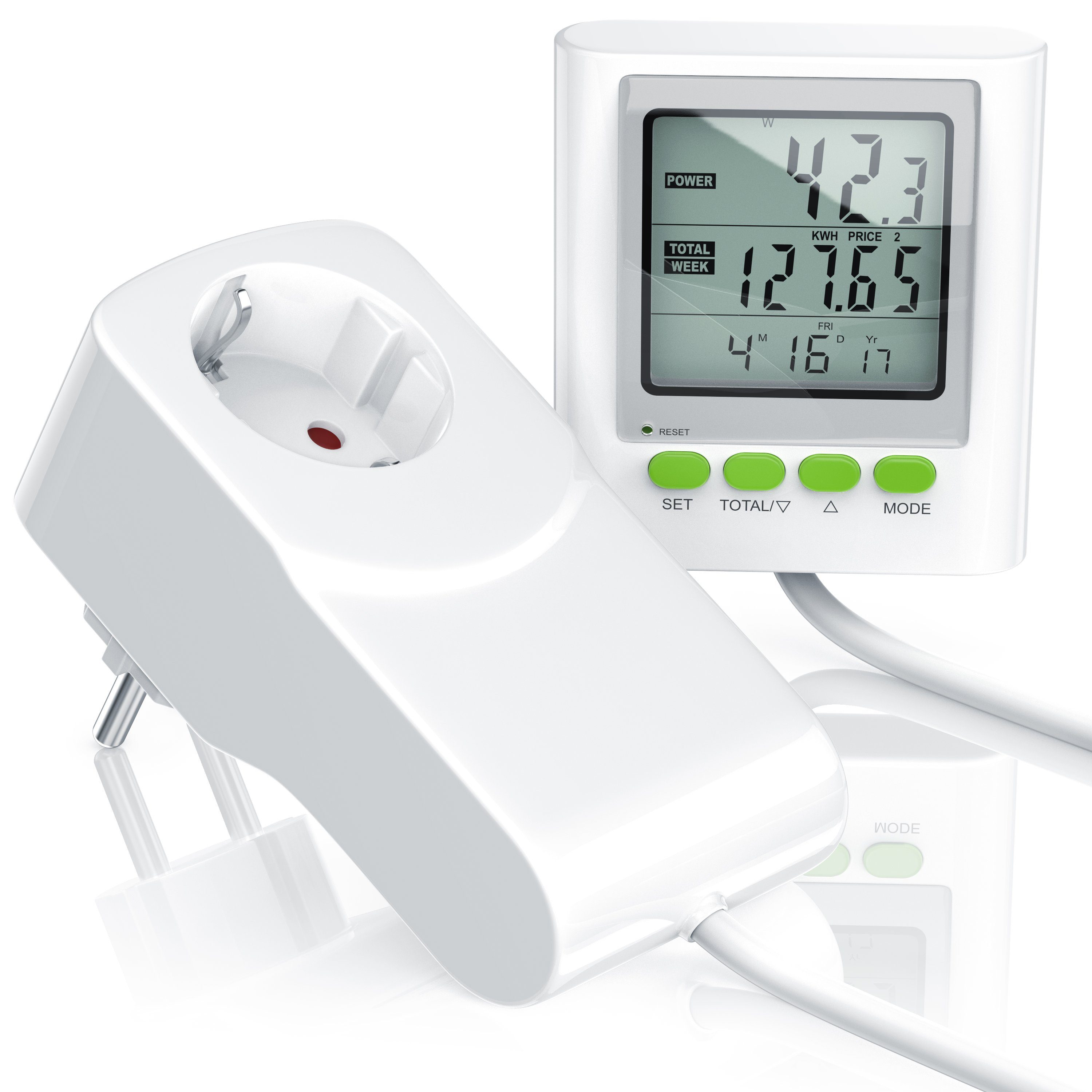 BEARWARE Energiekostenmessgerät Stromverbrauchszähler mit Kabelverlängerung günstig online kaufen