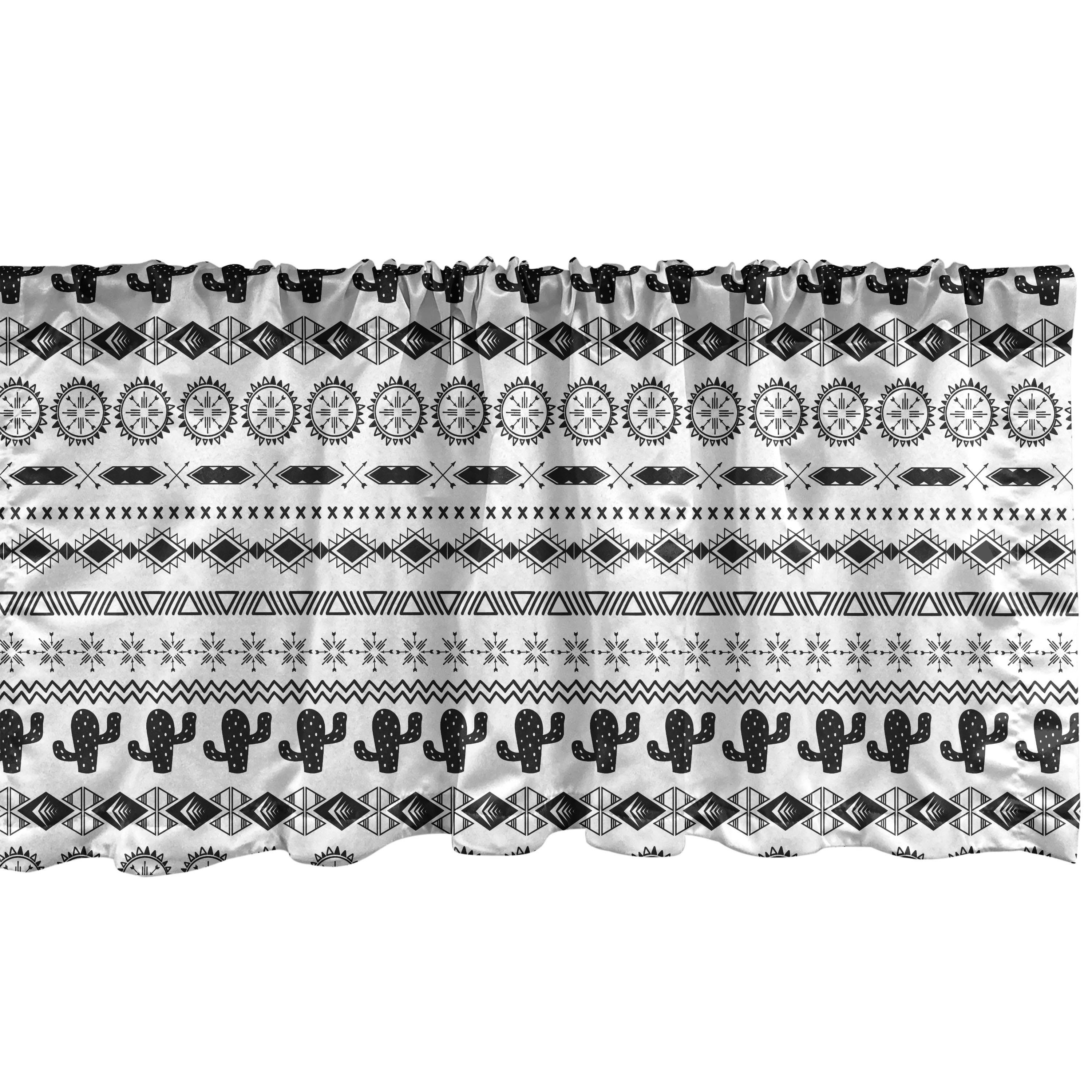 Scheibengardine Vorhang Volant für Küche Stangentasche, mit Tribal Aztec Dekor Linien Vintage Microfaser, Schlafzimmer Abakuhaus