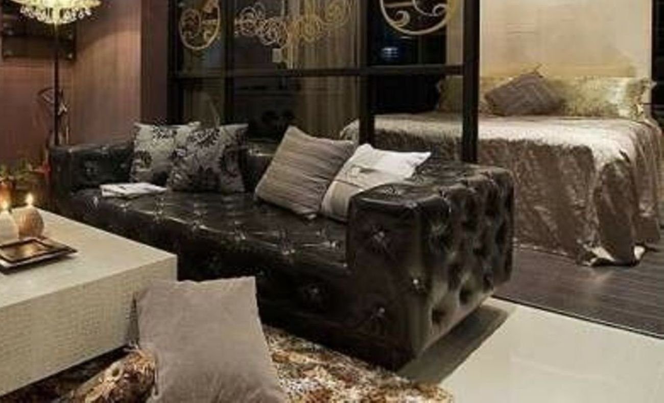 JVmoebel 3-Sitzer Chesterfield Design Polster Couch Leder Sofa Garnitur Luxus Textil, Made in Europe
