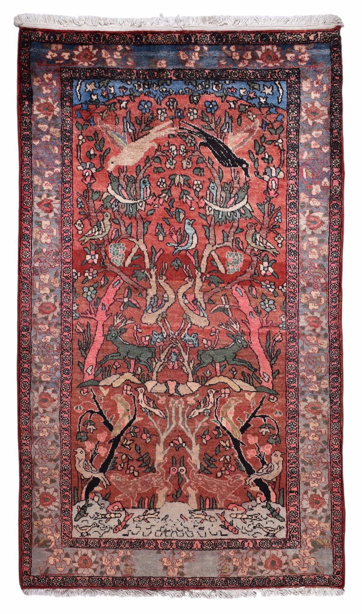 CABBEL Orientteppich Alter Perserteppich Zanjan 216x121 cm handgeknüpft Rot Bildteppich, rechteckig, Höhe: 12 mm, Handgeknüpft, Flor aus Wolle, alter Bildteppich, Abrash