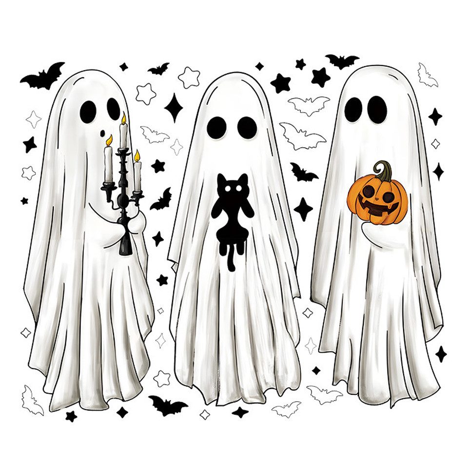 Coonoor Fensterfolie Halloween weiße Geister Fensteraufkleber, günstig online kaufen