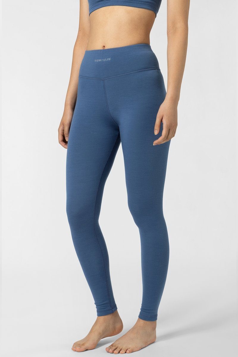 SUPER.NATURAL Funktionstights Merino Tight W COMFY HIGH RISE TIGHT funktioneller Merino-Materialmix Night Shadow Blue | Tights
