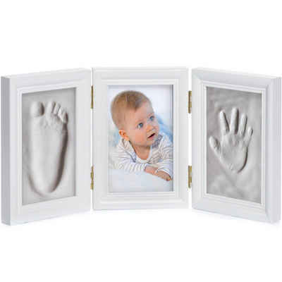 all Kids United Bilderrahmen zum Basteln Baby Gipsabdruck-Set, Gips Fotorahmen für Hand- & Fußabdruck