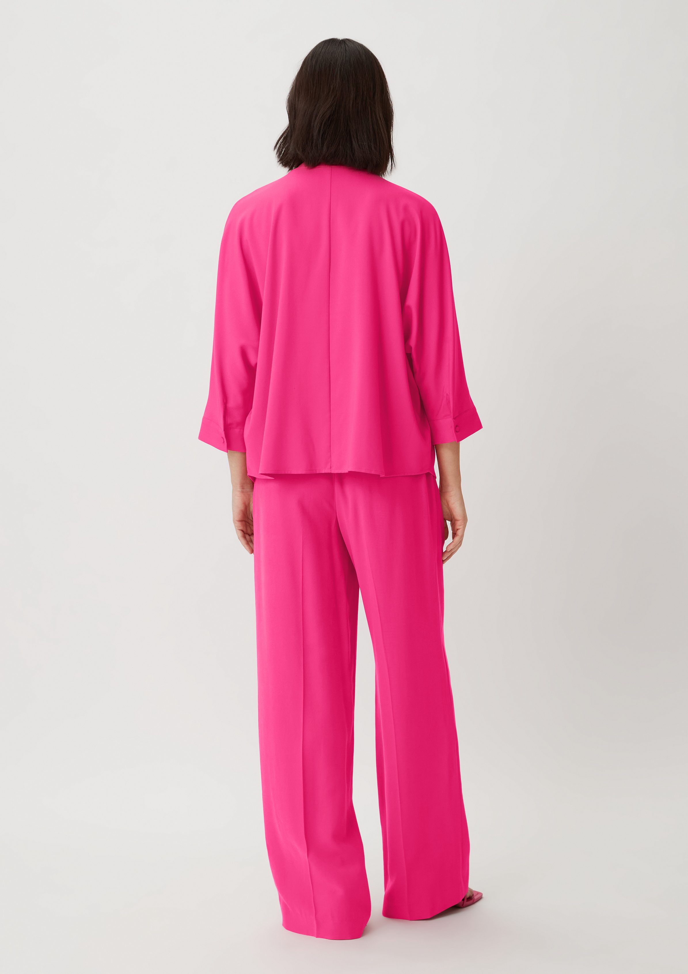 3/4-Arm-Shirt aus pink Twill-Bluse Comma Viskosemix