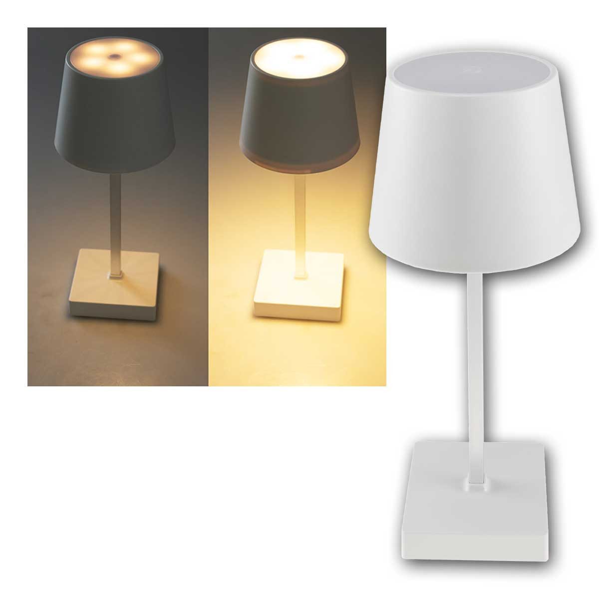 ChiliTec Tischleuchte mobile Batterie-Tischleuchte 26cm weiß dimmbar, warmweiß