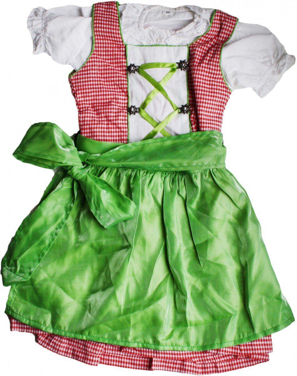 German Wear Dirndl GW1710 Red/Green Dirndl-set Mädchendirndl kinder Trachten Kleid Rot Kariert