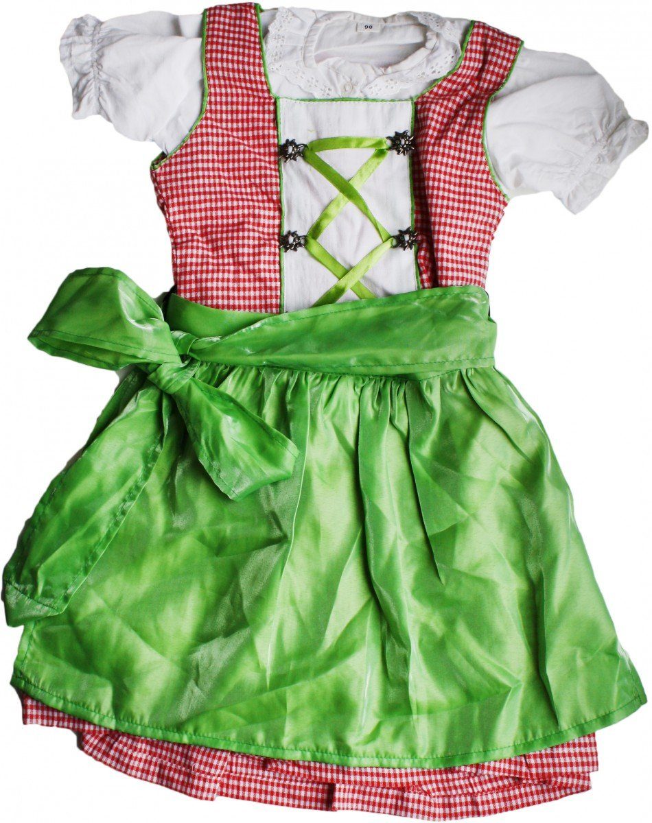 German Wear Dirndl GW1710 Red/Green Dirndl-set Mädchendirndl kinder Trachten Kleid Rot Kariert