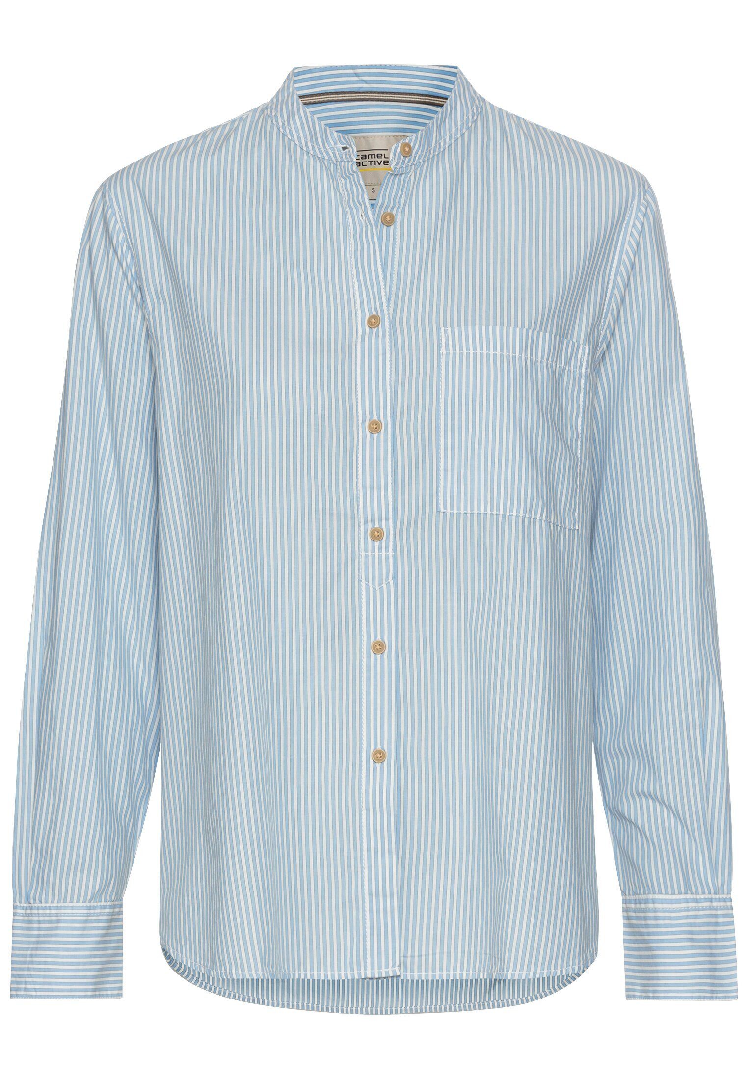 camel active Langarmbluse im Relaxed Fit Langarm Stehkragen gestreift