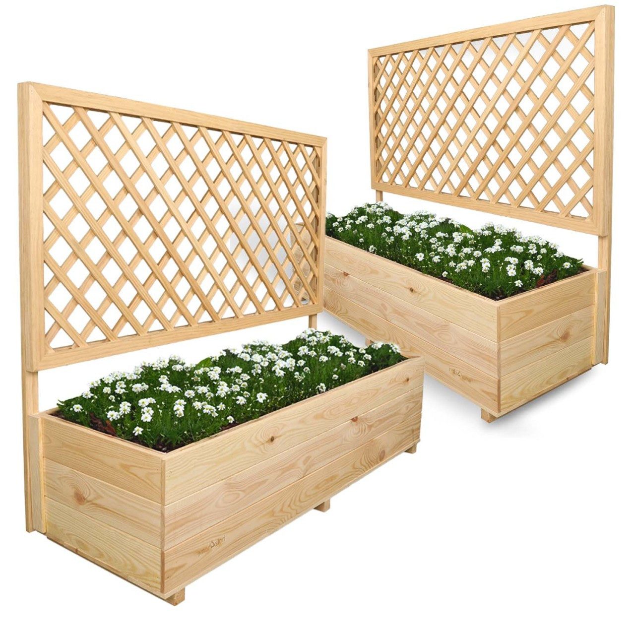 holz4home® Blumenkasten 2er Set Pflanzkästen mit Rankgitter
