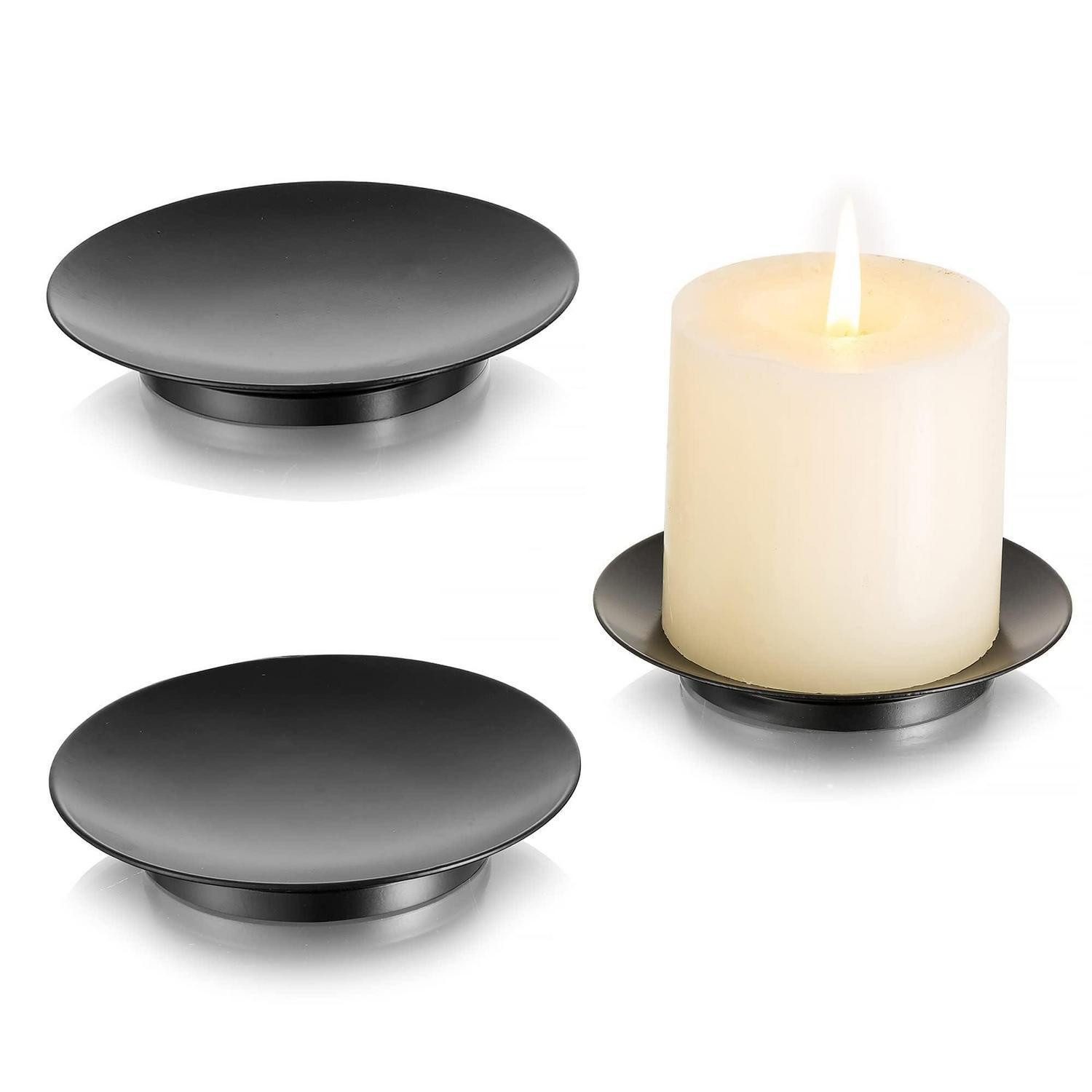 LuxusKollektion Kerzentablett Kerzenständer Metall Schwarz 10.8cm 3er Set (3 St)
