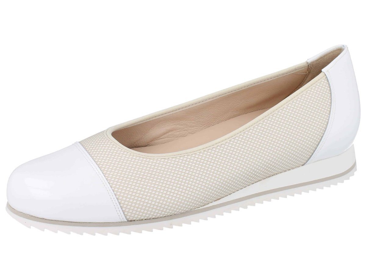 Hassia HASSIA Piacenza G Damen Ballerina beige weiß Lackleder Textil Stretch Slipper Wechselfußbett