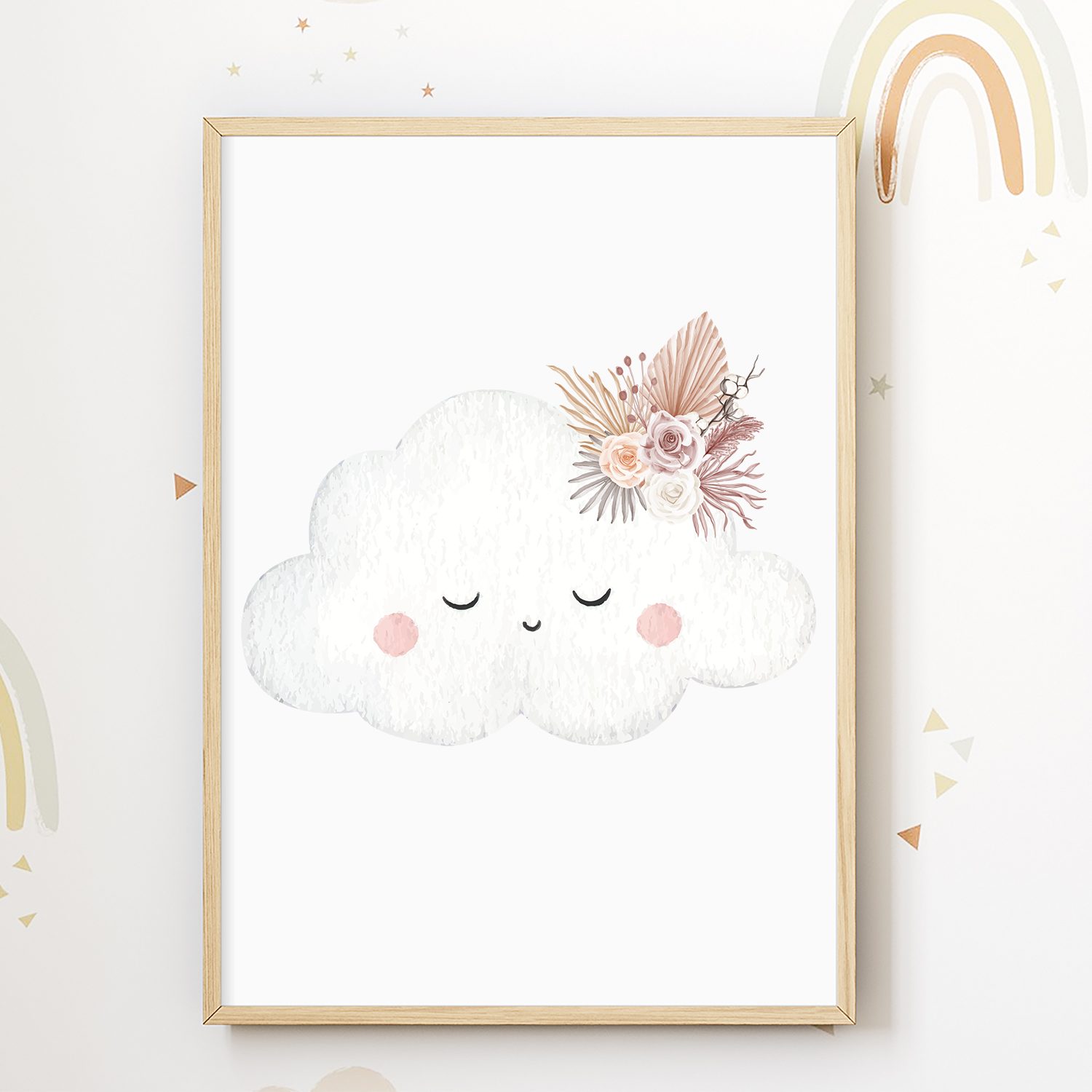 Tigerlino Poster Mond Regenbogen Wolke Boho Bilder 3er Set Kinderzimmer Wan günstig online kaufen