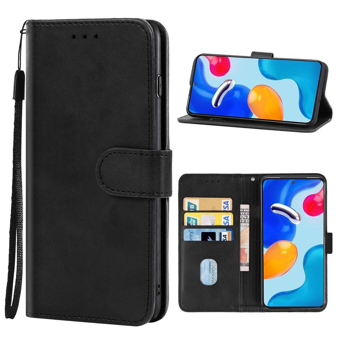 König Design Handyhülle Xiaomi Redmi Note 11S, Schutzhülle Schutztasche Case Cover Etuis Wallet Klapptasche Bookstyle