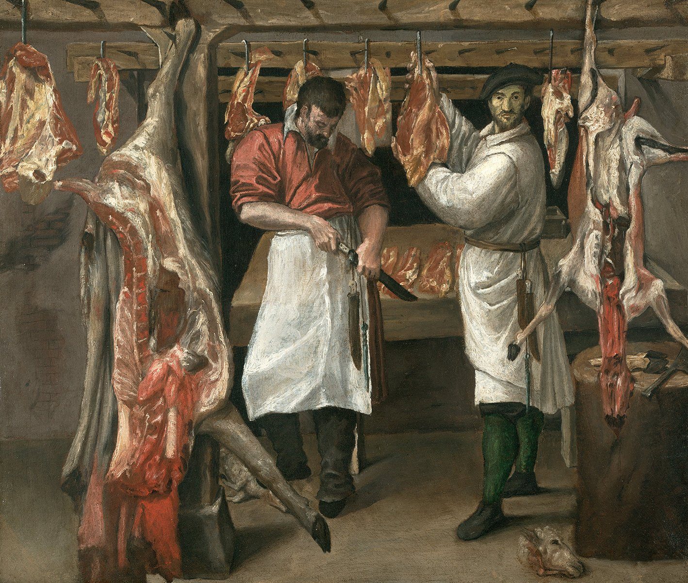 BillerAntik Kunstdruck The Butchers Shop Agostino Carracci Metzger Berufe Fleischer Ножі B, (1 St)