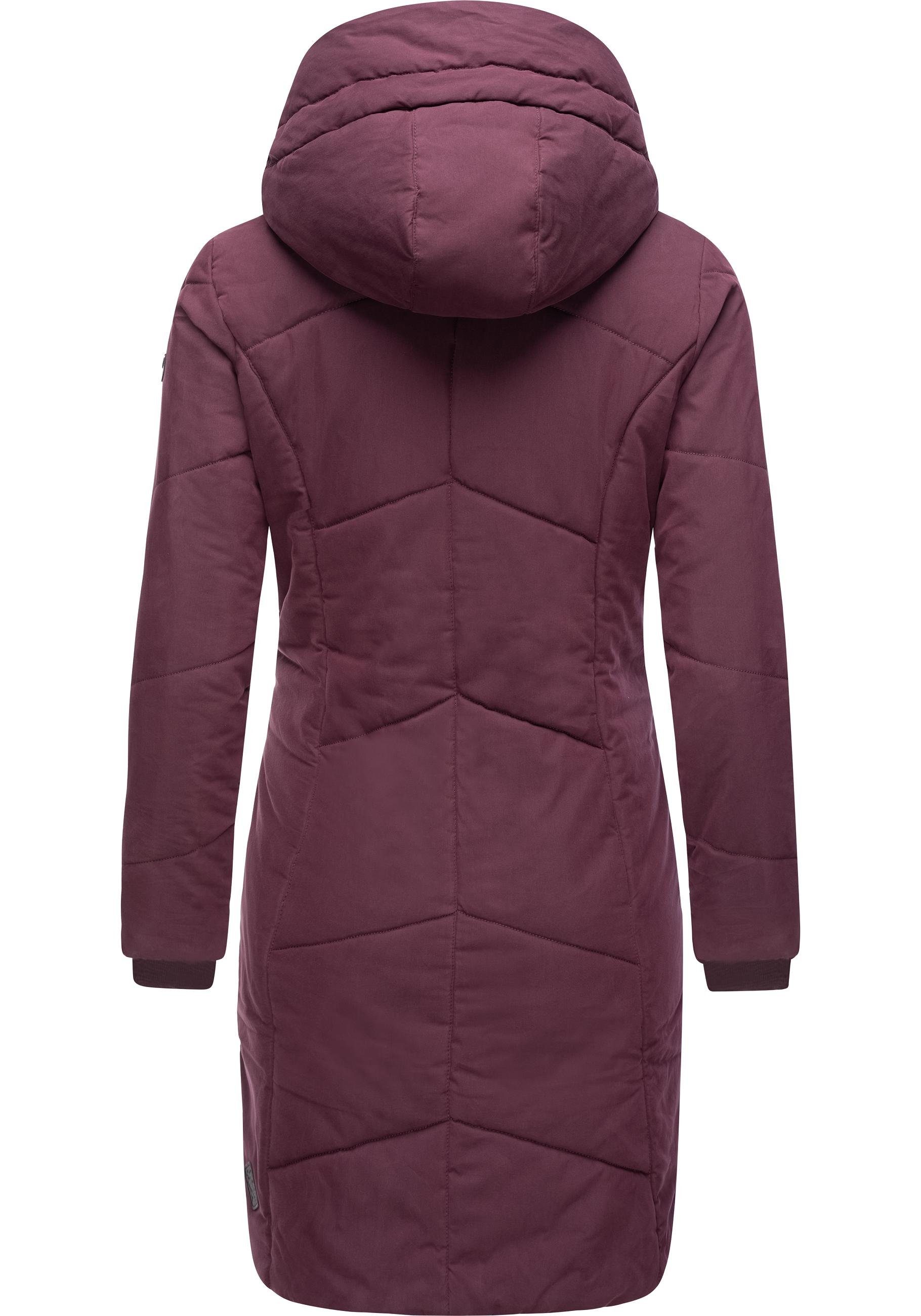 Ragwear Wintermantel Gordon Long gesteppter Winterparka mit asymmetrischem Kragen