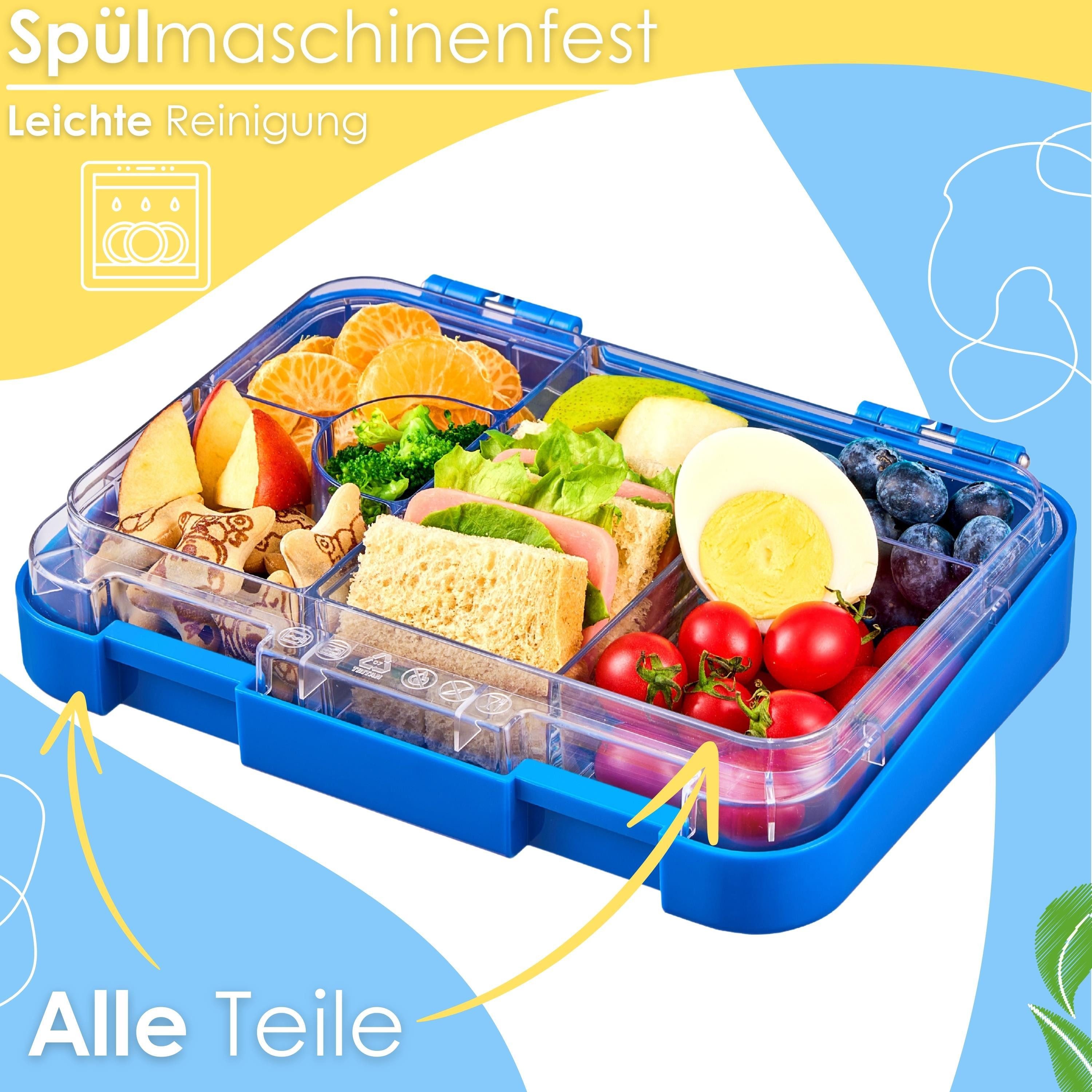 ecosa Lunchbox EO-8170 yummy buddy Kinder Brotdose, Tritan, (Brotdose, 4-tlg), Kinderfreundliche Verriegelung,BPA-Frei,Auslaufsicher,Vesperdose – Bild 4 von 5
