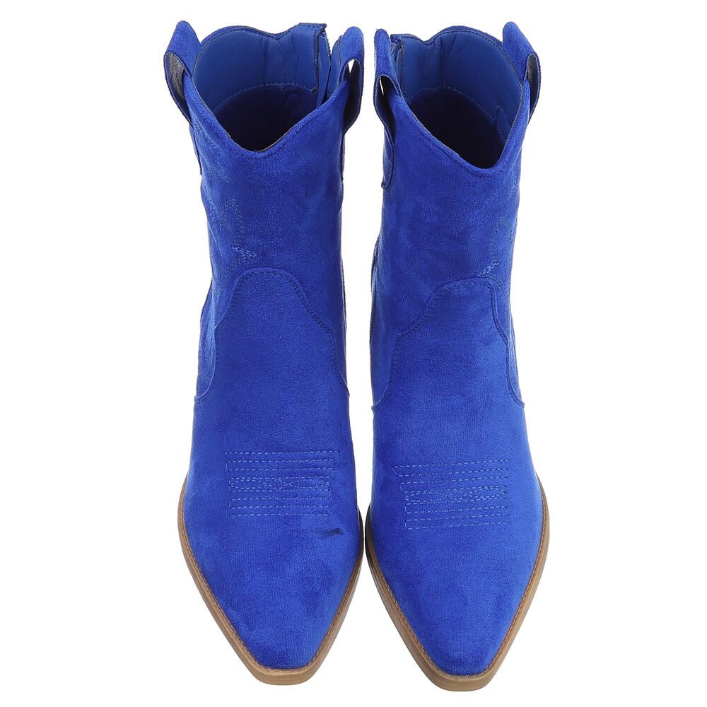 Ital-Design Stylische Westernstiefelette mit Blockabsatz für Damen Westernstiefelette (89937911) Blockabsatz Stiefeletten in Blau