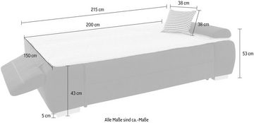 COLLECTION AB Schlafsofa Pumo, mit Boxspring-Aufbau, Bettfunktion und Bettkasten, inklusive Federkern