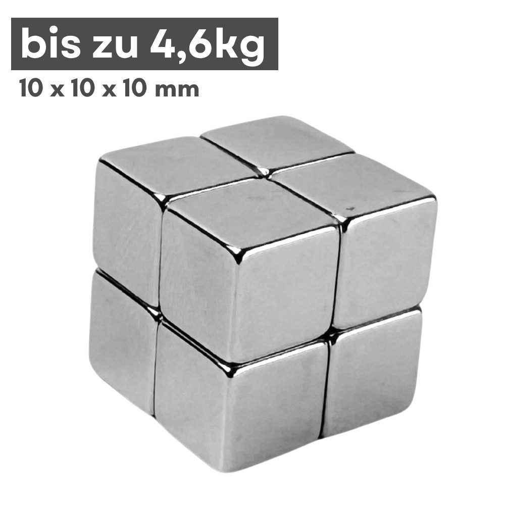 MaajeeKuto Magnet Neodym Magnet 10x10x10 mm N38 Würfelmagnet 4,6kg Haftkraft Stark (1-St)