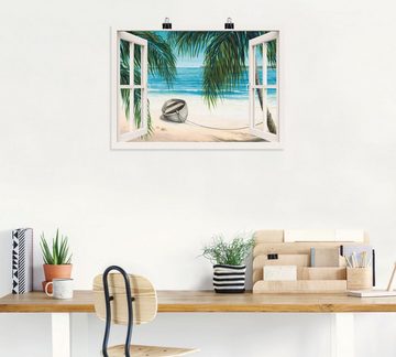 Artland Wandbild »Fensterblick - Karibik«, Fensterblick (1 St), in vielen Größen & Produktarten -Leinwandbild, Poster, Wandaufkleber / Wandtattoo auch für Badezimmer geeignet