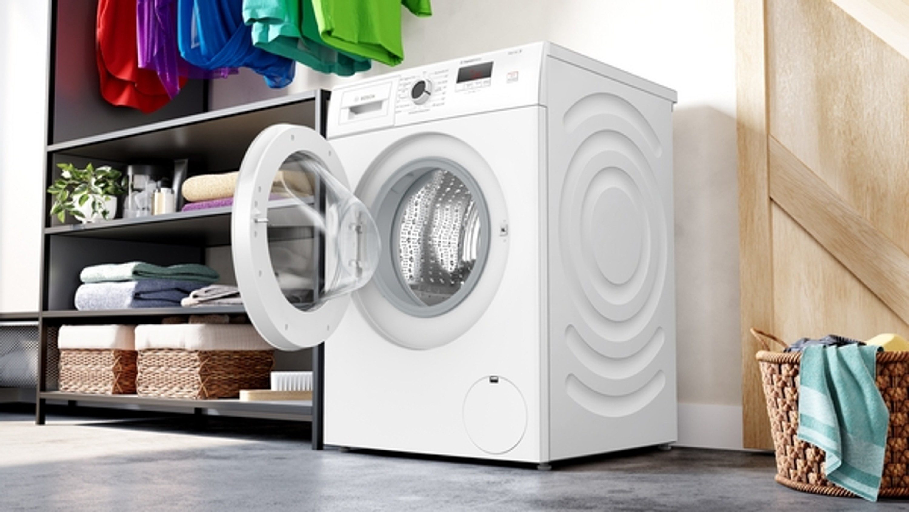 BOSCH Waschmaschine Serie 2 WGE0241H, 7 kg, 1400 U/min, Eco Silence Drive, Unwuchtkontrolle, Nachlegefunktion
