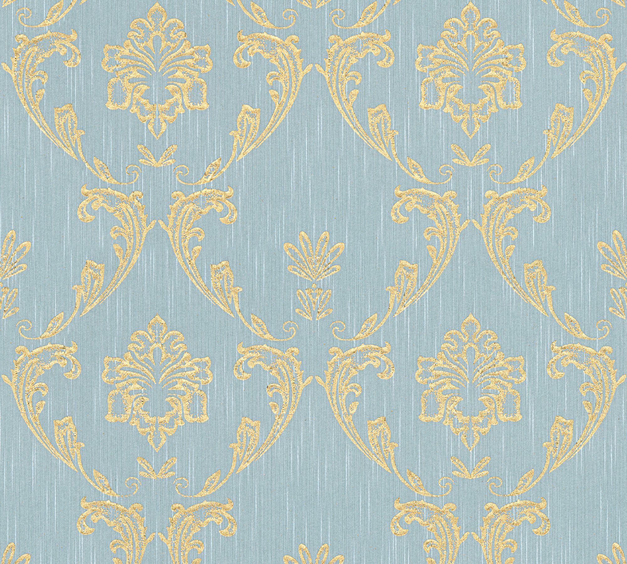 A.S. Création Architects Barock, Textiltapete gold/blau/grün Metallic matt, Barock Tapete Silk, Ornament samtig, Paper glänzend