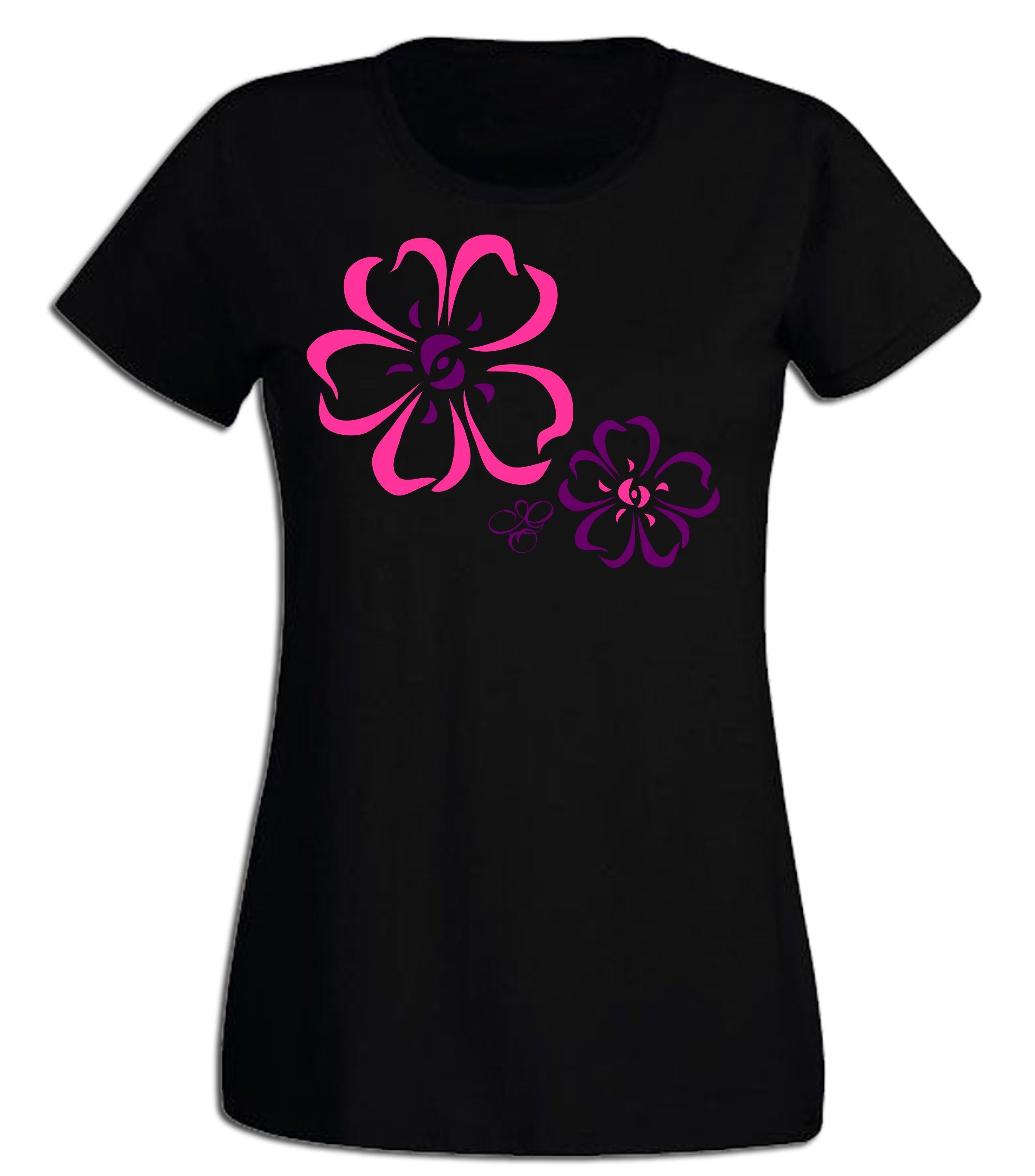 G-graphics T-Shirt Damen T-Shirt - Blumen Pink-Purple-Collection, mit trendigem Frontprint, Slim-fit, Aufdruck auf der Vorderseite, Print/Motiv, für jung & alt